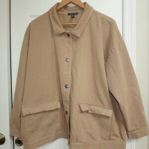 Eileen Fisher Organic Cotton Utility Jacket Biscuit Tan 1X